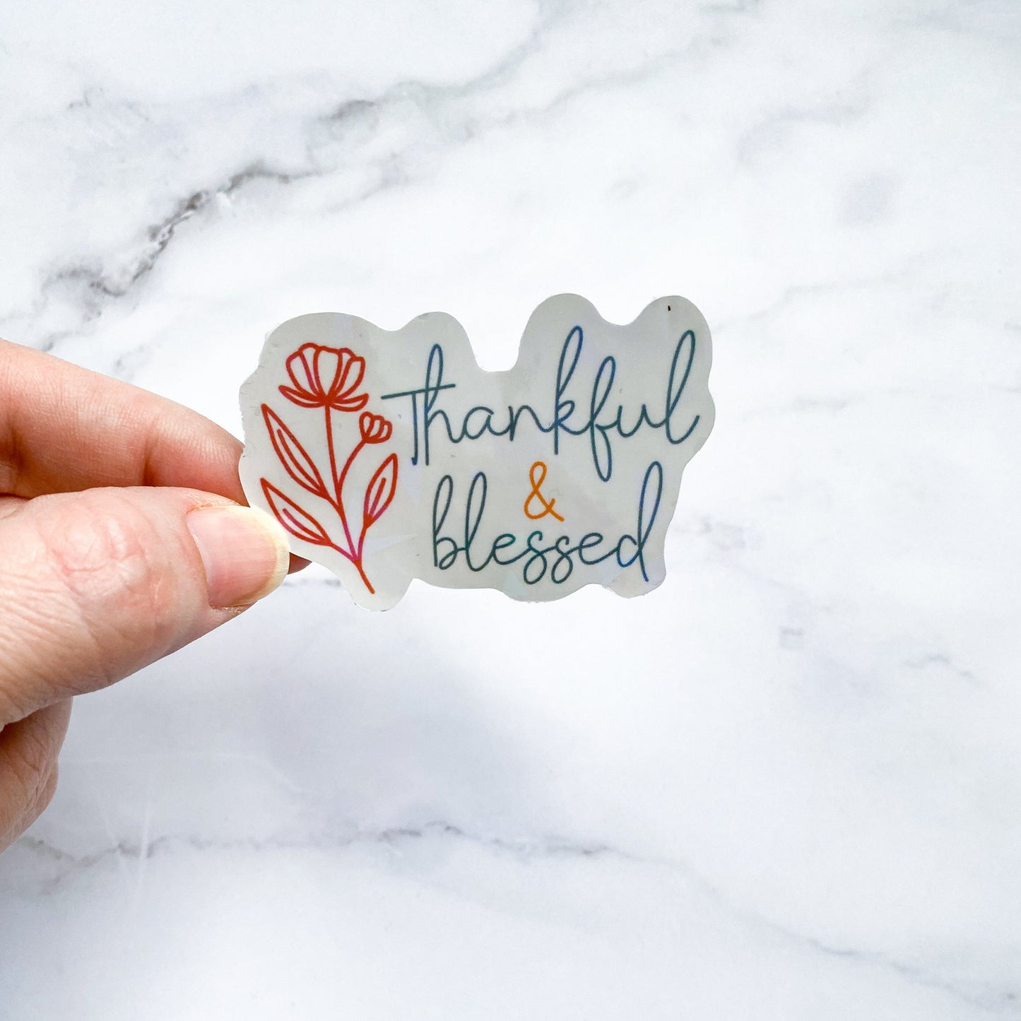 Thankful and Blessed Holographic Sticker
