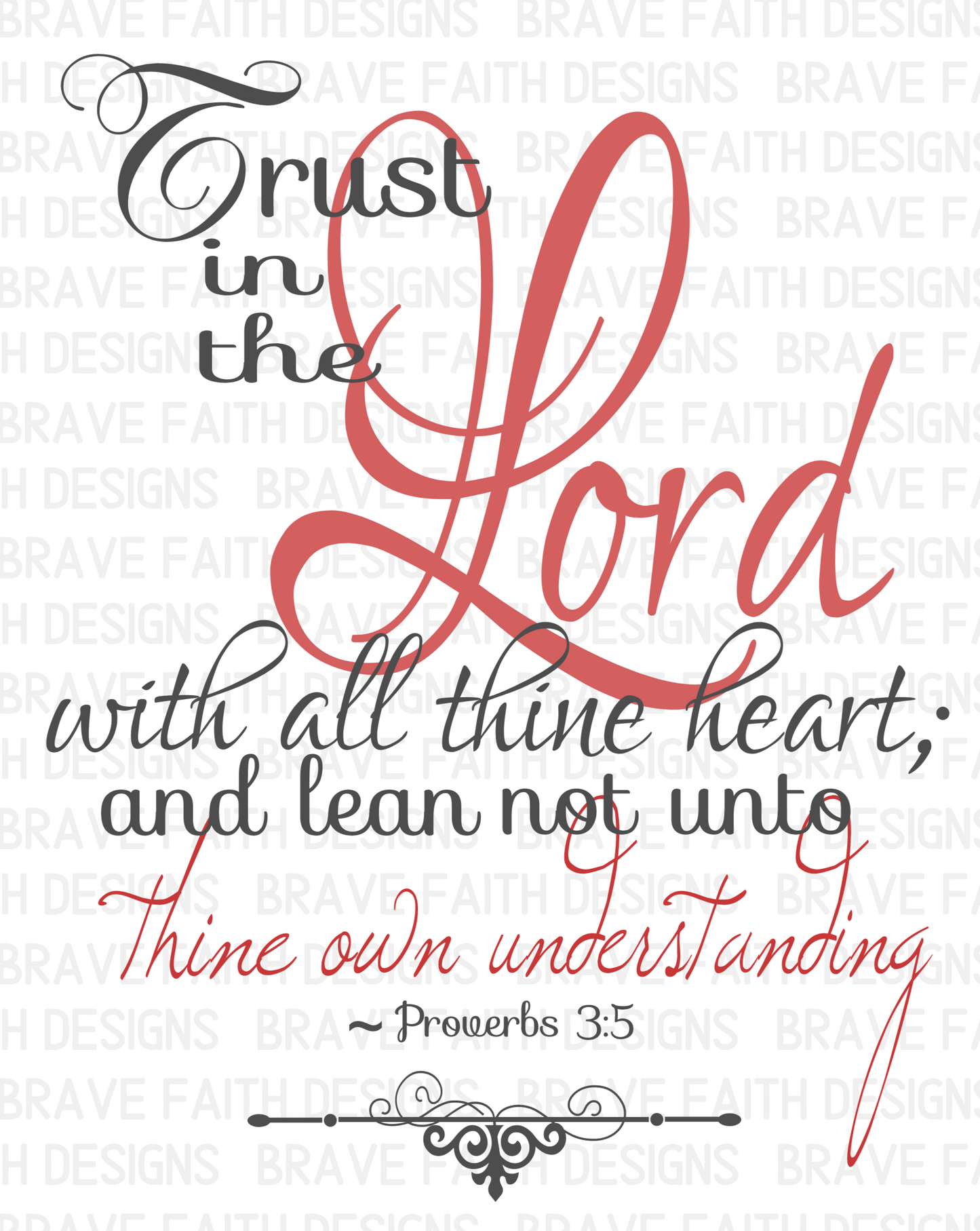 Proverbs 3:5 KJV Trust in the Lord Wall Art Print